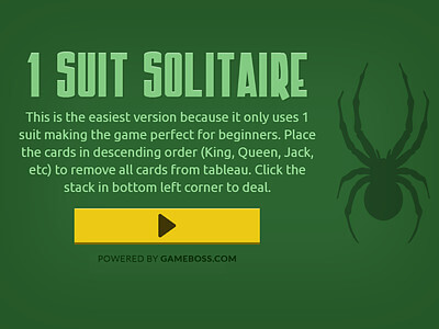 Play 1-Suit, 2-Suit, and 4-Suit Spider Solitaire